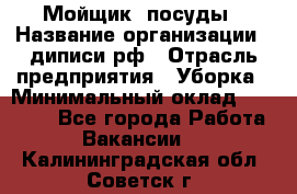 Мойщик  посуды › Название организации ­ диписи.рф › Отрасль предприятия ­ Уборка › Минимальный оклад ­ 20 000 - Все города Работа » Вакансии   . Калининградская обл.,Советск г.